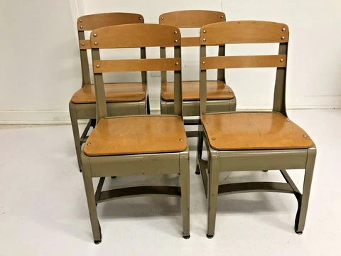 Vintage CHILD CHAIR SET school wood bentwood set mid century modern kids ENVOY 4 Cover