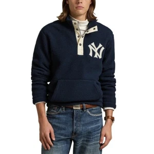NEW Polo Ralph Lauren New York Yankees 1/4 Snap Vintage Fleece Sweater XXL - Picture 1 of 12