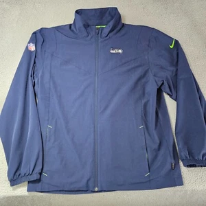 Seattle Seahawks Nike NFL On Field Jacket Mens Large Navy Full Zip Windbreaker - Picture 1 of 14