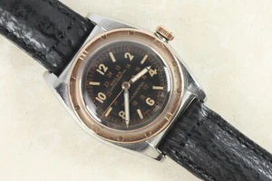 Rolex Bubbleback REF 3372 Rose Gold & Steel Circa 1940s Chronometer Sweep Second - Picture 1 of 11