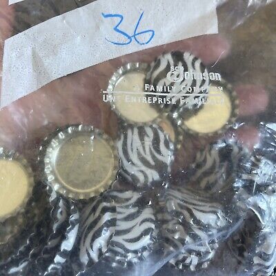 36 Black And White Zebra Print Bottle Caps For Crafting Jewelry Charms & Bows • 4.64€