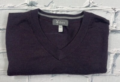 Camisa Pullover Ibex Para Hombres Lana Merino Talla S Púrpura Capa Base Cuello en V Foto 1 de 4