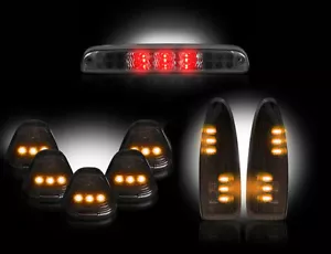 2003-07 Ford SuperDuty Truck Side Mirror, Cab, & Tail Lights Smoked w Amber LEDs - Picture 1 of 6