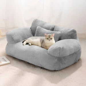 Calming Pet Sofa Ultra Fluffy Plush Pet Dog Bed Large Memory Foam Pet Couch Sofa - Picture 1 of 24