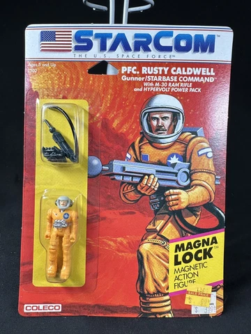 1986 Coleco STARCOM PFC. Rusty Caldwell Gunner Starbase Sealed on Cardback Cover