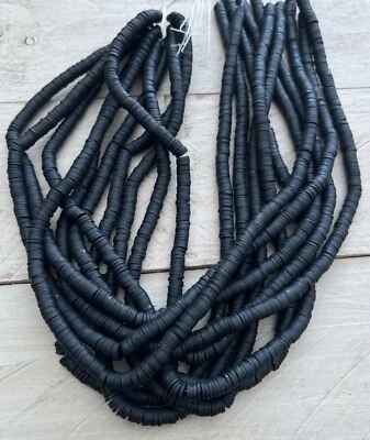 1 Strang Heishi Perlen Polymer Clay Perlen, ca .350 - 370 Stk./Strang schwarz - Bild 1 von 3