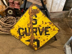 Original Vintage Tennessee Porcelain Road Sign Street Sign Tenn S Curve antique - Picture 1 of 2