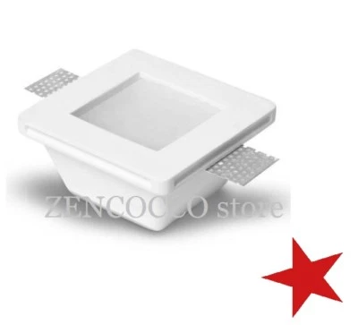 Porta faretto incasso in GESSO a scomparsa quadrato 12x12cm con vetro x gu10 - Immagine 1 di 4