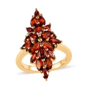 AWESOME! 2.90ctw Mozambique Garnet Cocktail Ring Vermeil Plated Sterling Size 6 - Picture 1 of 6