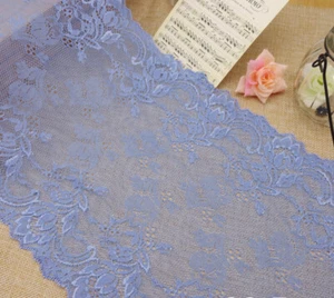Lencería azul bebé de encaje floral elástica de 9", diadema, guantes, arco y0198 - Imagen 1 de 3