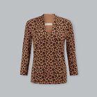 Hobbs Aimee Brown Black Leopard Animal Print V Neck Top  Size Extra Small XS