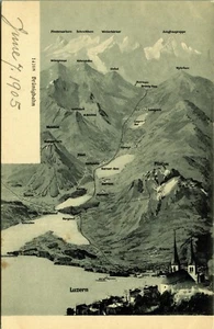 Mapa de ruta ferroviaria Brunigbahn montañas Suiza postal Y - Imagen 1 de 2