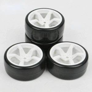 4pcs 1/10 Drift Car Hard Tire w/ Wheel Rims for Traxxas 4tec HSP Tamiya Kyosho - Picture 1 of 5