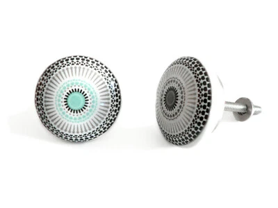 Möbelgriff Knopf Knauf Griff Türknopf Schubladengriff Keramik Iris 4 cm Weiß - Bild 1 von 4