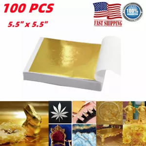 Vergoldung Kunst Blattgold Blätter Handwerk Rahmen Schrott 5,5" x 5,5" 100 Blatt - Bild 1 von 10