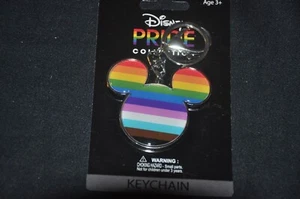 DISNEY PRIDE-RAINBOW KEYCHAINS-MICKEY MOUSE EARS-5 NEW KEYRINGS ON CARDS - Picture 1 of 3