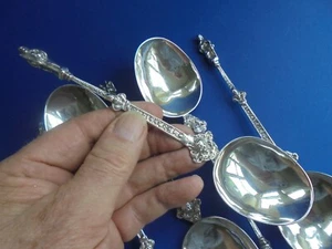 ANTIQUE DUTCH SOLID SILVER APOSTLE SPOONS SET OF 6 - Picture 1 of 7