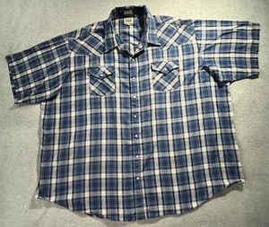 Camisa Ely Cattleman Para Hombres 4XB Big Man Perla Occidental Diente de Sierra a Presión Cuadros De Colección - Imagen 1 de 12