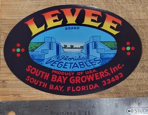 ADVERTISING Label Crate Florida Vegetables Levee Green - Picture 1 of 1