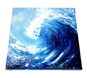 Pintura de textura de resina de 12x12 in 3D, textura arte de pared oceánica, decoración del hogar, arte de resina - Imagen 1 de 6