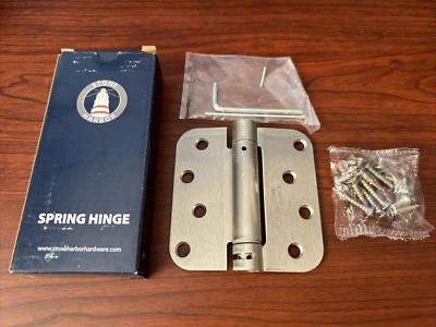 STONE HARBOR HARDWARE Self-Closing Door Hinge, 4 Inches, 5/8" Radius Corner, Satin Nickel by Stone Har