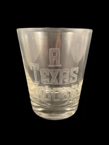 Vintage A Texas Jigger Whiskey Boubon Etched Glass Barware Collectibles - Picture 1 of 7