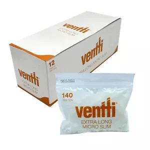 Ventti Extra Long Micro Slim 140 Filter Tip bag x 12 pack box (1680 tips) - Picture 1 of 4