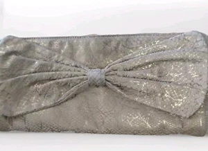 NWT Retro Bow Emma Rose Purse Faux Snake Skin Print Gold Brown - Picture 1 of 6