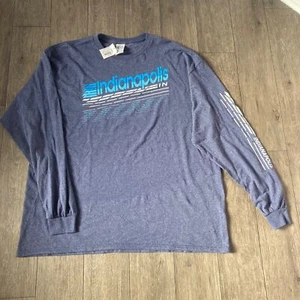 Vintage Dead Stock girocollo Indianapolis manica lunga anni 90 taglia XL blu - Foto 1 di 8