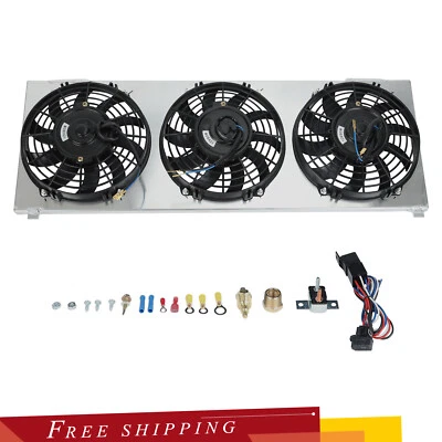 3x 9"Fan Aluminum Shroud+Thermostat For 84-01 Jeep Cherokee XJ Comanche Radiator Foto 1 de 4