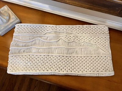 West Elm Landscape Macrame Lumbar Pillow Cover 14x26” White Spot Flaw NWOT Read - Image 1 of 4