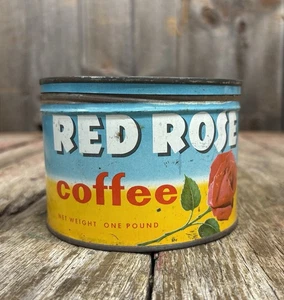 Vintage Brooke Bond Tea Co Red Rose Coffee Brand Coffee Tin Can With Lid - Picture 1 of 15