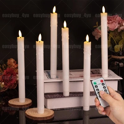 6Stück Led stabkerzen Flammenlose Tafelkerzen LED Kerzen mit Timer fernbedienung - Bild 1 von 4