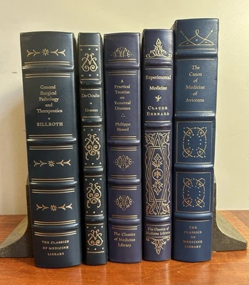 The Classics of Medicine Library Lot Of 5 Blue Leather Bound Books ~ Like New - Image 1 of 4
