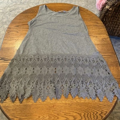 Camisa/Vestido Pretty Angel Borde de Encaje Talla Mediana Gris Lino/Poliéster/Algodón Foto 1 de 3