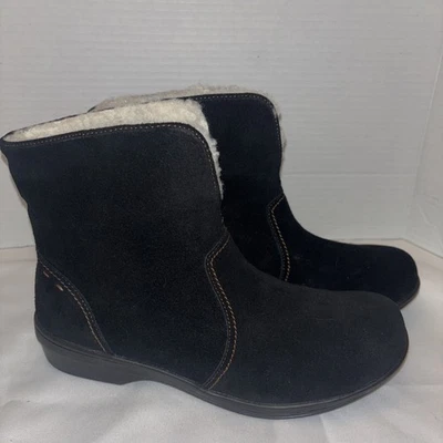 Spenco Botas Mujer 8 B Botines Negro Gamuza Cuero Cremallera Lateral Foto 1 de 4