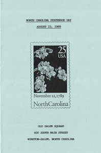 #2347-C2 Second Day Ceremony Program North Carolina Statehood Stamp - Picture 1 of 2