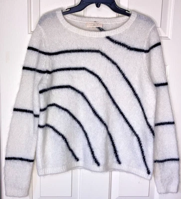 Suéter Sezane La Maille Paige Blanco Negro Rayas Alpaca Mohair M Mediano NUEVO Foto 1 de 3