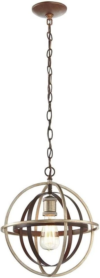 Home Decorators Barton Bay 1-Light Bronze and Champagne Pewter Orb Mini Pendant - Image 1 of 4