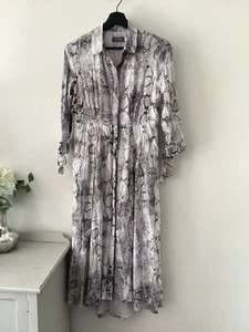 Gorgeous Ladies Mint Velvet Snakeskin Print Dress with Tie Detail To Cuffs, UK 8 - Imagen 1 de 7