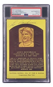 Lou Boudreau Signed 4x6 Cleveland HOF Plaque Card PSA/DNA 85027791 - Picture 1 of 4