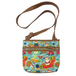 Women's Blue & Red Christmas Crossbody Front Pocket Handbag - Picture 1 of 2