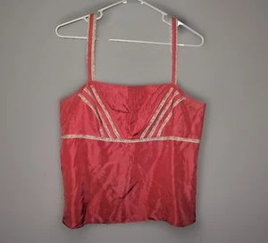 Blusa sin mangas Ann Taylor Y2K vintage de seda cami rosa talla 10 - Imagen 1 de 5
