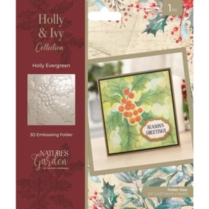 Crafter's Companion Nature's Garden Embossing Folder Holly & Ivy Holly Evergreen - Picture 1 of 2