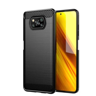 HPO Carbon Hülle für Xiaomi Poco X3 Schutzhülle Outdoor Case Back Cover Handy Tasche