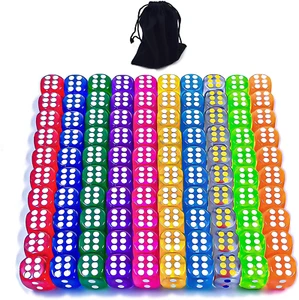 DAGONGREN 100 Pieces 12MM Small 6 Sided Dice Set Translucent Colors Dice, with B - Picture 1 of 12