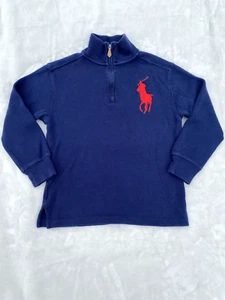 Boys Polo by Ralph Lauren Sweater Pullover 1/4 Zip Big Pony Logo Navy Blue S (8) - Picture 1 of 7