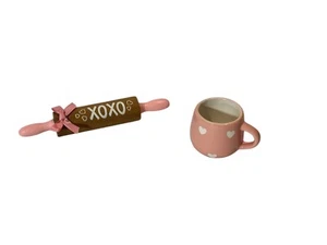 Mini Rodillo Decoración Día de San Valentín Taza/Taza Rosa/Blanco Lote de 2 - Imagen 1 de 5