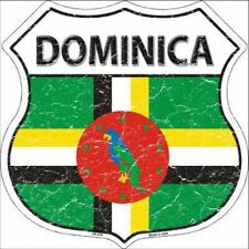 Dominica Country Flag 11" Highway Shield Sign Metal Wall Decor - DS