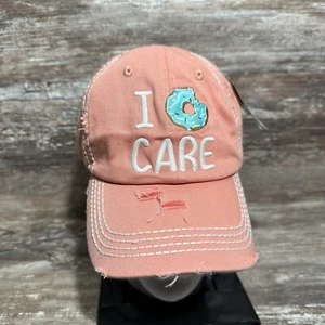 “I Donut Care” Hat Strapback Cap Pink Distressed Vintage Style NWT - Picture 1 of 8